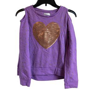 Girls Epic Thread Purple Heart open Long Sleeve Sweater Size M